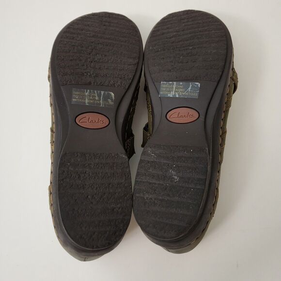 CLARKS Ideo Chilly Loafers Womens 9 M Green Leather Slip On Clogs Shoes Comfort - Picture 8 of 9